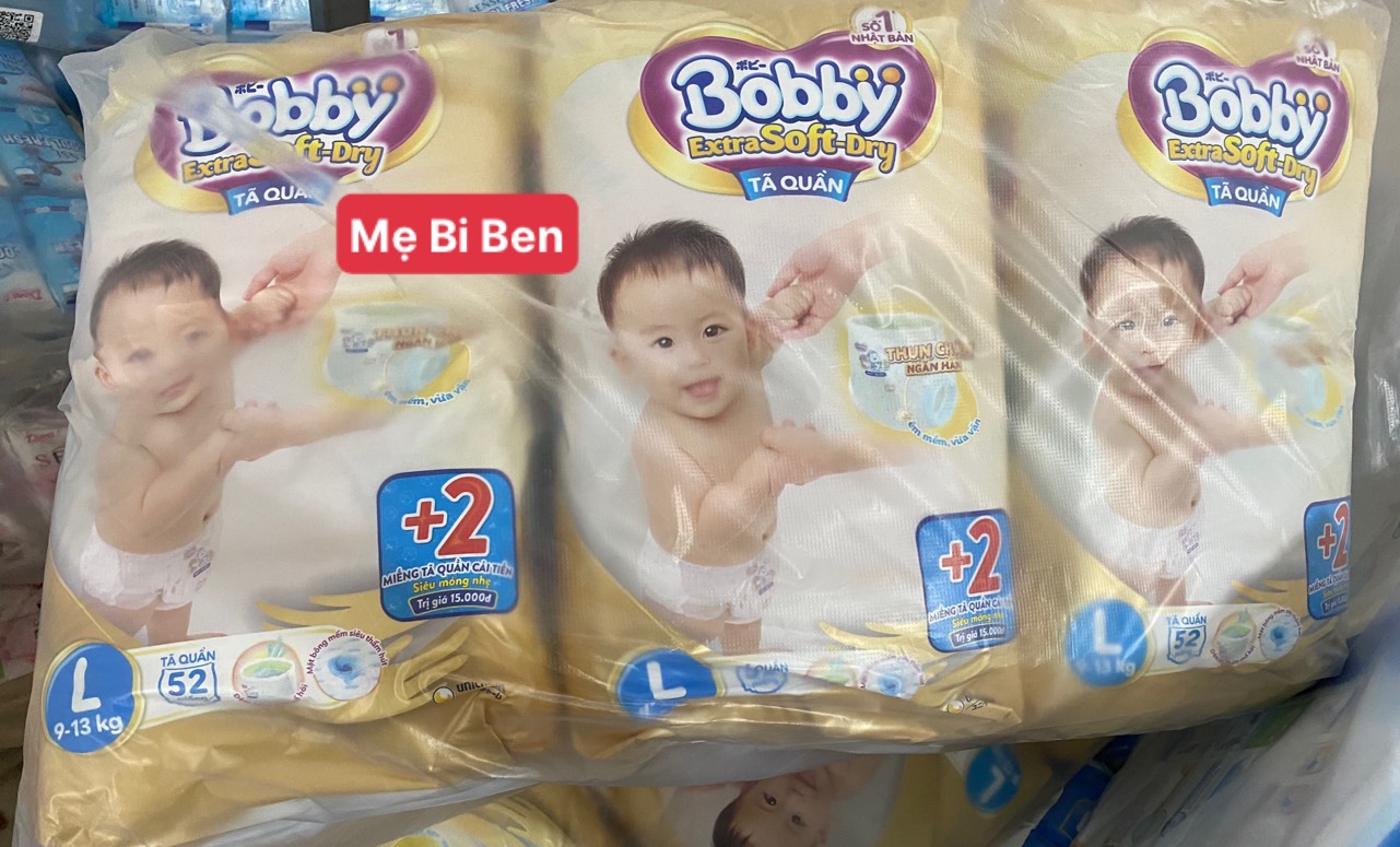 Tã quần bobby extra soft dry s70/m60/l52/xl46/xxl42 miếng
