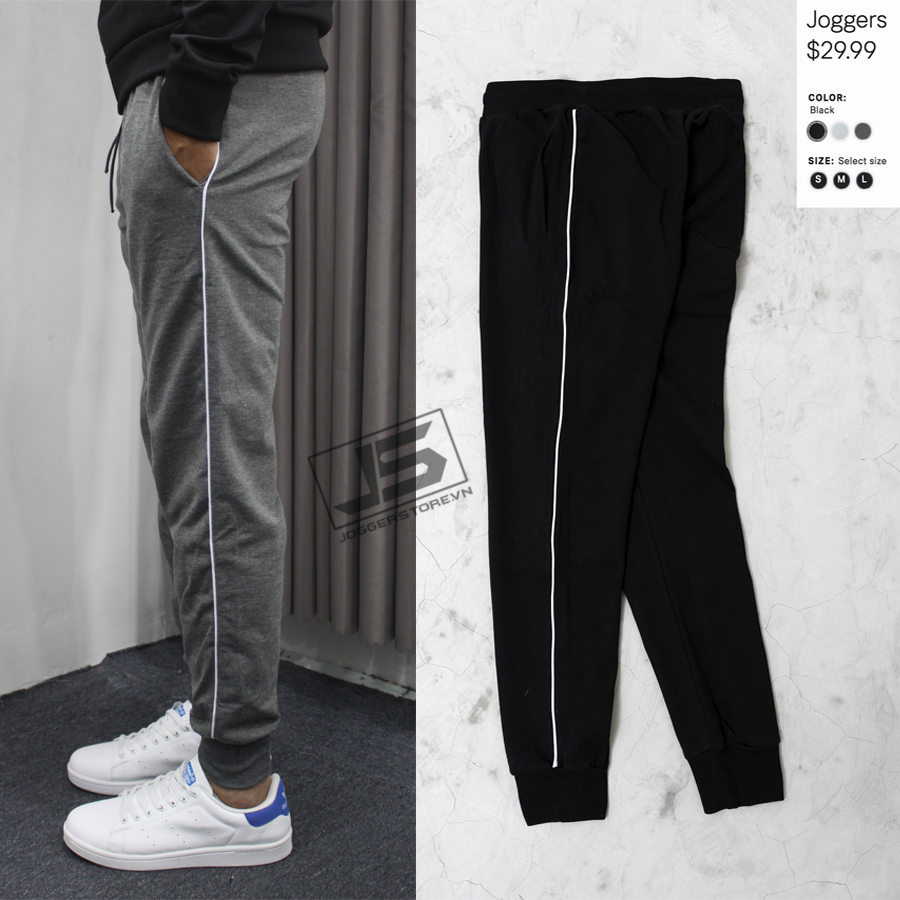Quần Thể Thao Jogger Nam Nữ Chất Thun Poly Co Giãn Mềm Mịn Phối Sọc Cá Tính