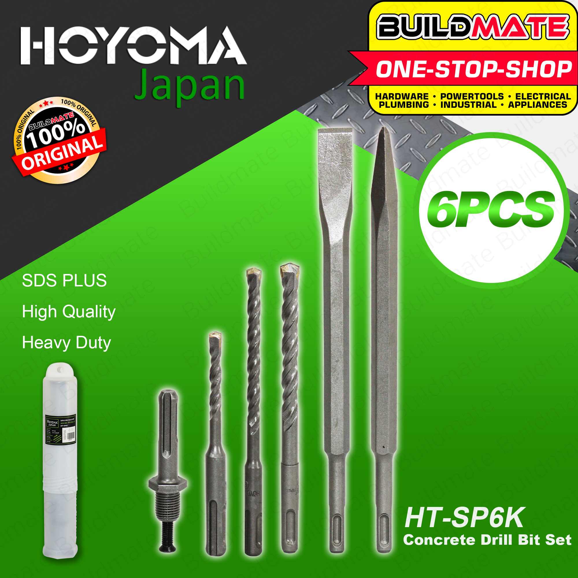 Hoyoma Japan SDS Plus Concrete Drill Bits, 6-Piece Set