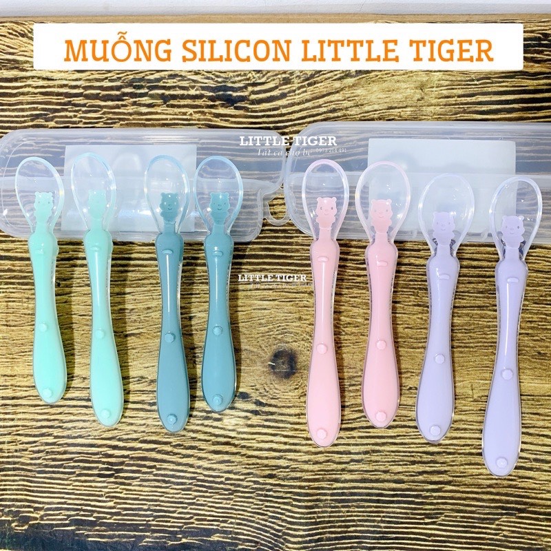 Hộp 2 Thìa silicon ăn dặm cho bé - Muỗng silicon mềm để ăn dặm ( thìa thường không báo nóng)