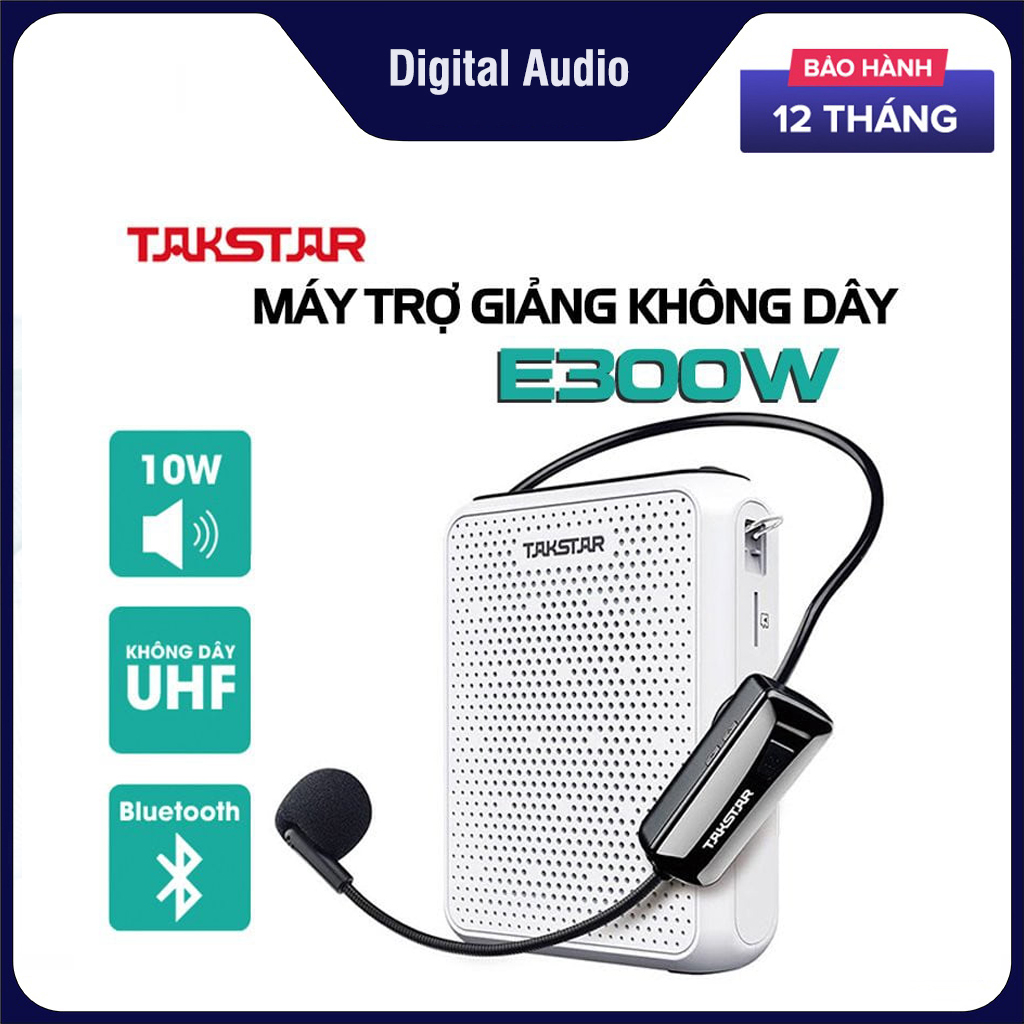 [ Siêu Phẩm ] Máy Trợ Giảng Không Dây Sử Dụng Sóng UHF TAKSTAR E300W Cao Cấp, Phạm Vi Hoạt Động 40m, Âm Thanh To, Rõ Ràng, Trong Trẻo, Không Nhiễu, Chống Rè, Hú, Màn Hình Led, Đa Chức Năng, Pin 20h, BH 12 THÁNG