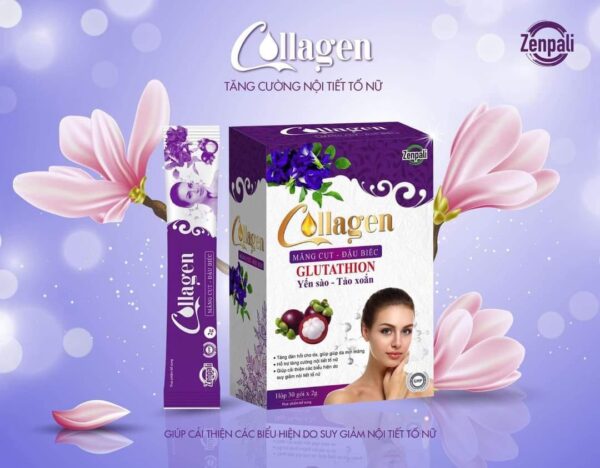 Collagen Măng Cụt Đậu Biếc Zenpali chính hãng . Hộp 30 gói