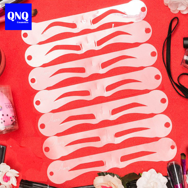 Combo 7 Khuôn kẻ mày kèm dây đeo Aura - QNQ Cosmetics