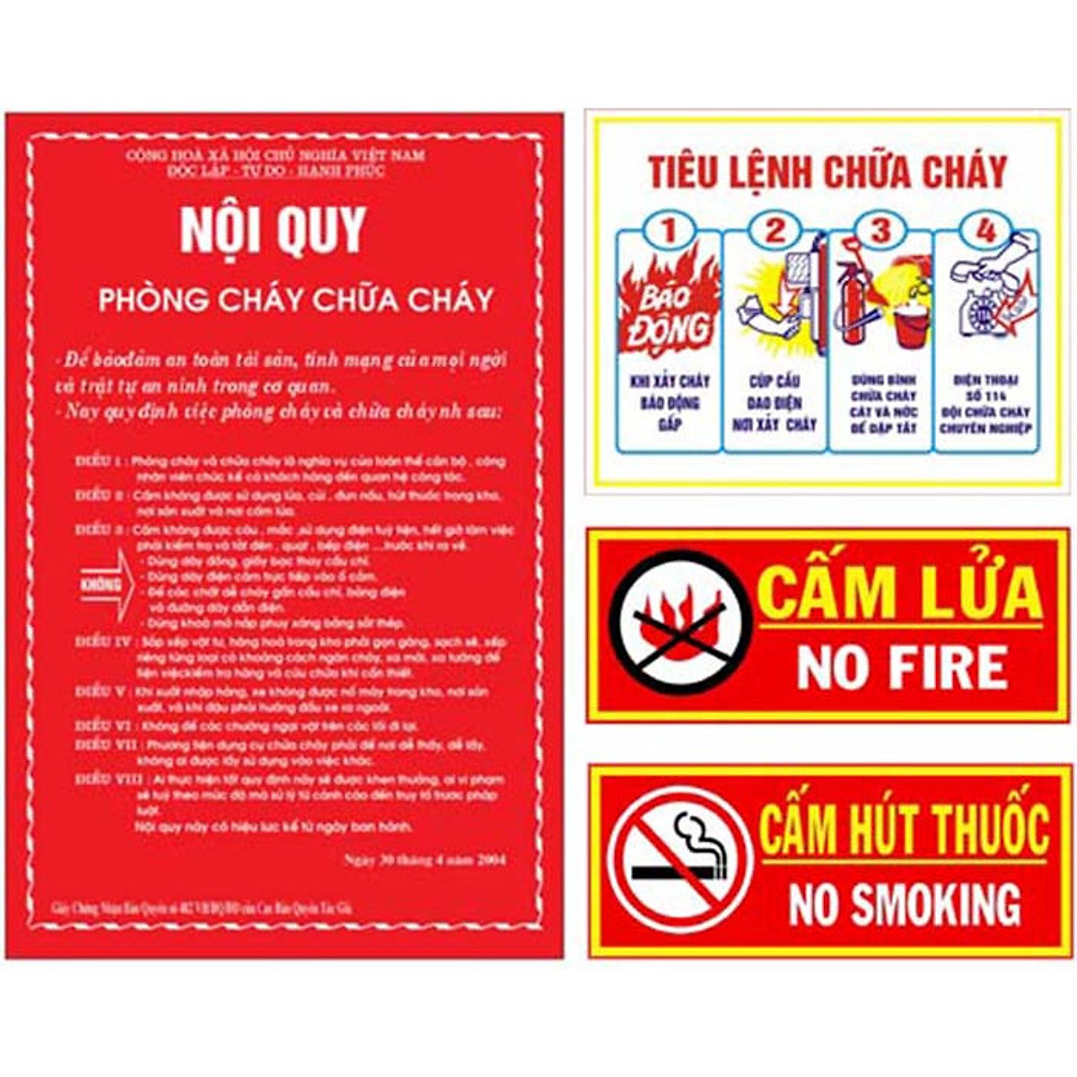 [HCM] Bảng nội quy, tiêu lệnh , cấm lửa, cấm thuốc PCCC , bảng nội quy tiêu lệnh phòng cháy chữa cháy.