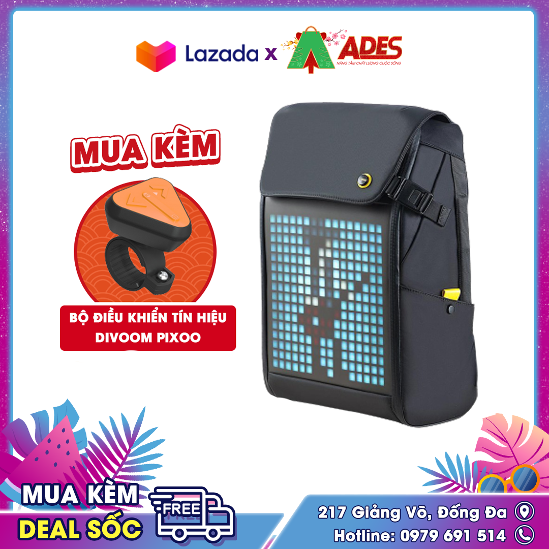 Balo Divoom Pixoo Backpack-M màn hình LED thông minh, sáng tạo - Bảo Hành Chính Hãng
