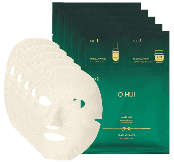 Combo 5 miếng Mặt Nạ Chống Lão Hoá Ohui Prime Advancer Ampoule Mask 3 Step 37ml