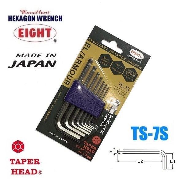 Bộ lục giác Eight Nhật TS-7S gỗm 7 cỡ từ 1.5 -6mm mẫu mới - Made in Japan