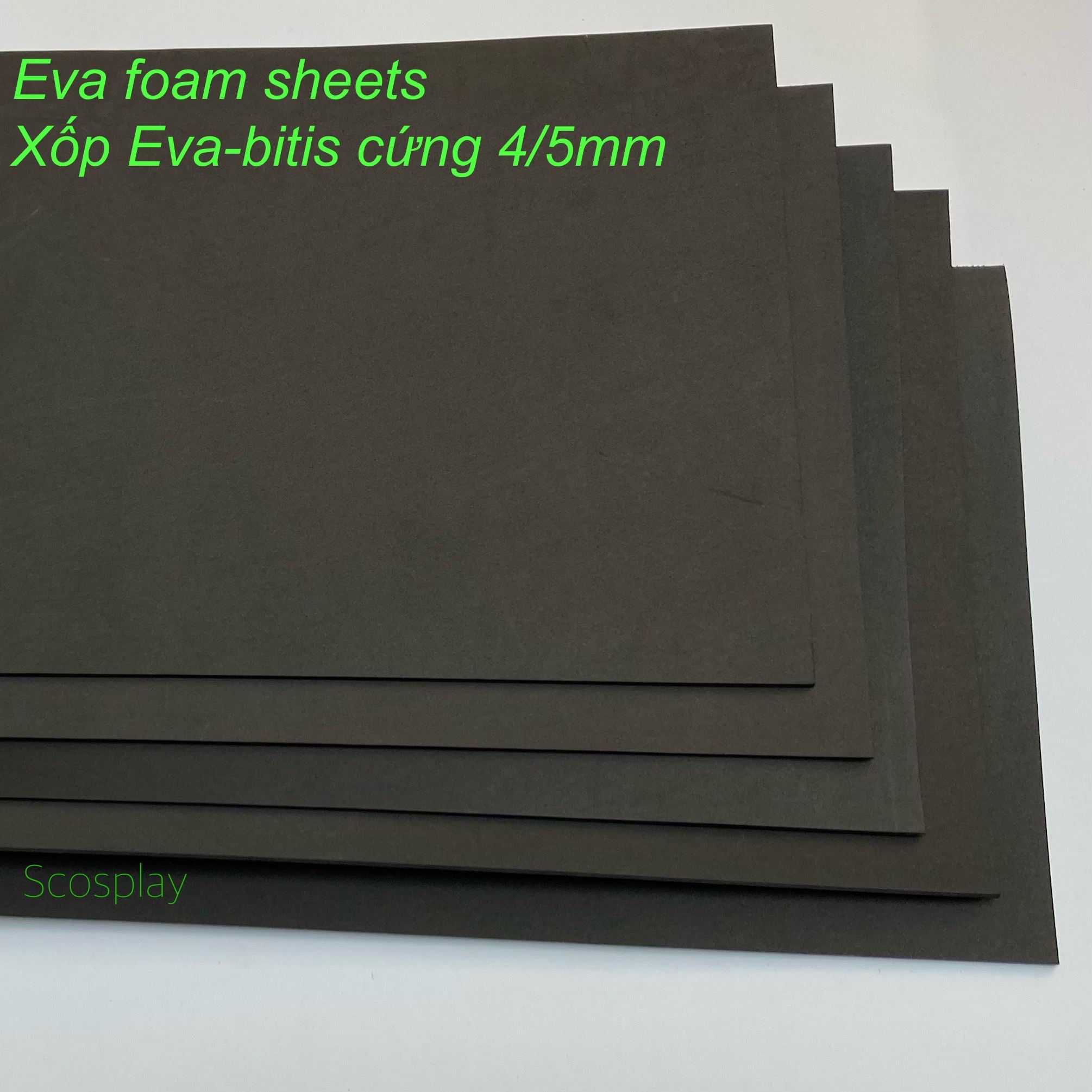 Eva foam tấm dày 3/4/5mm màu đen loại cứng làm đồ thủ công, cosplay, DIY