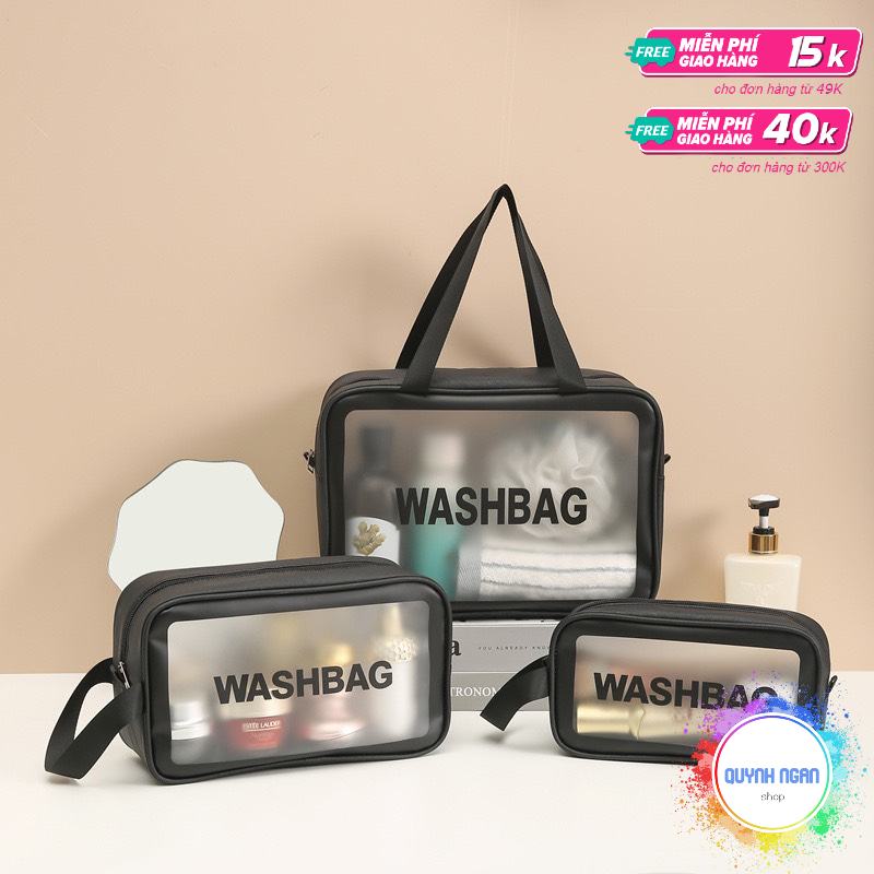 Túi đựng mỹ phẩm Washbag chất liệu PU bền đẹp chống nước tiện dụng có nhiều size