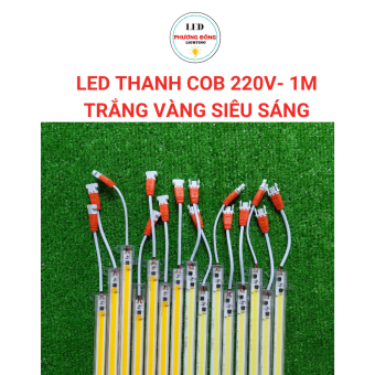 Đèn led thanh COB 1 đường bóng siêu sáng 220V dài 1m,  màu Trắng, Vàng