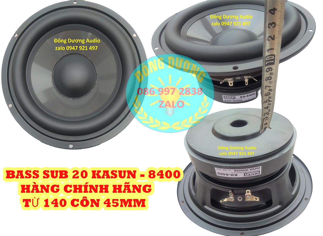 GIÁ 2 CHIẾC - CỦ LOA BASS SUB 20 KASUN HỒNG KÔNG - CHUẨN XỊN - TỪ 140 CÔN 45 - GÂN CAO SU - CỦ LOA 2 TẤC