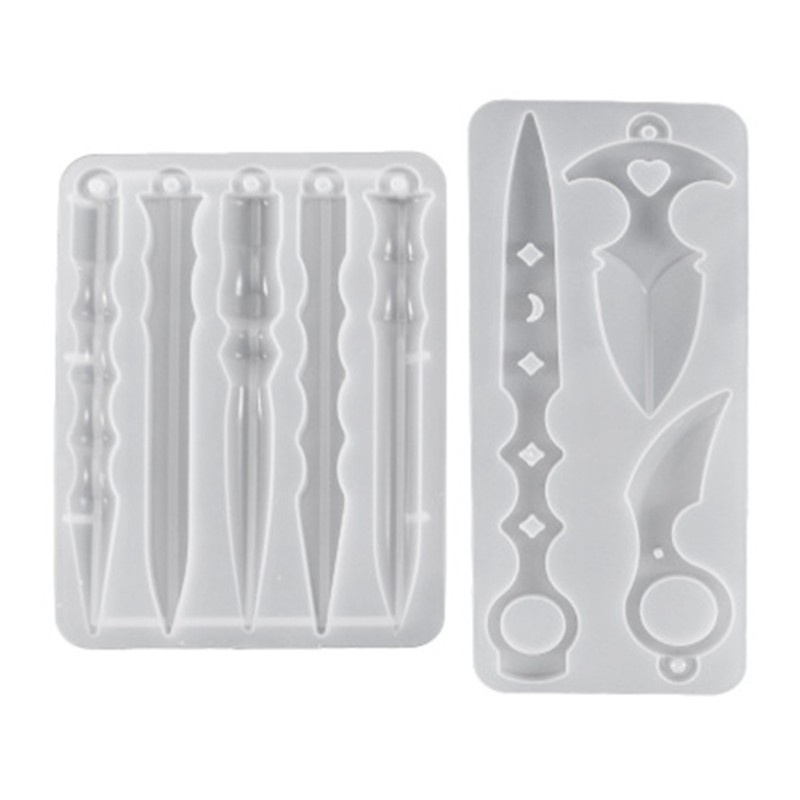 Khuôn nhựa silicon đổ resin hình dao dài, dao xoay đồ chơi