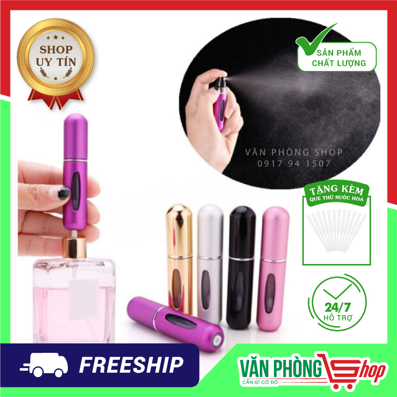 Chai Chiết Nước Hoa Mini 5ml Tiện Dụng (Tặng Kèm 02 Que Thử Mùi Nước Hoa) - Lọ Chiết 5ml Sang Chảnh - Dạng Vòi Xịt Phun Sương