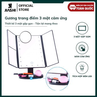 Gương trang điểm JIASHI gương Hàn Quốc gập 4 mặt màn cảm ứng HD có đèn led zoom to X1,X2,X3, Gương trang điểm gấp gọn tiện lợi xoay tự do 180 độ thiết kế 3 mặt có thể tháo rời GTD01