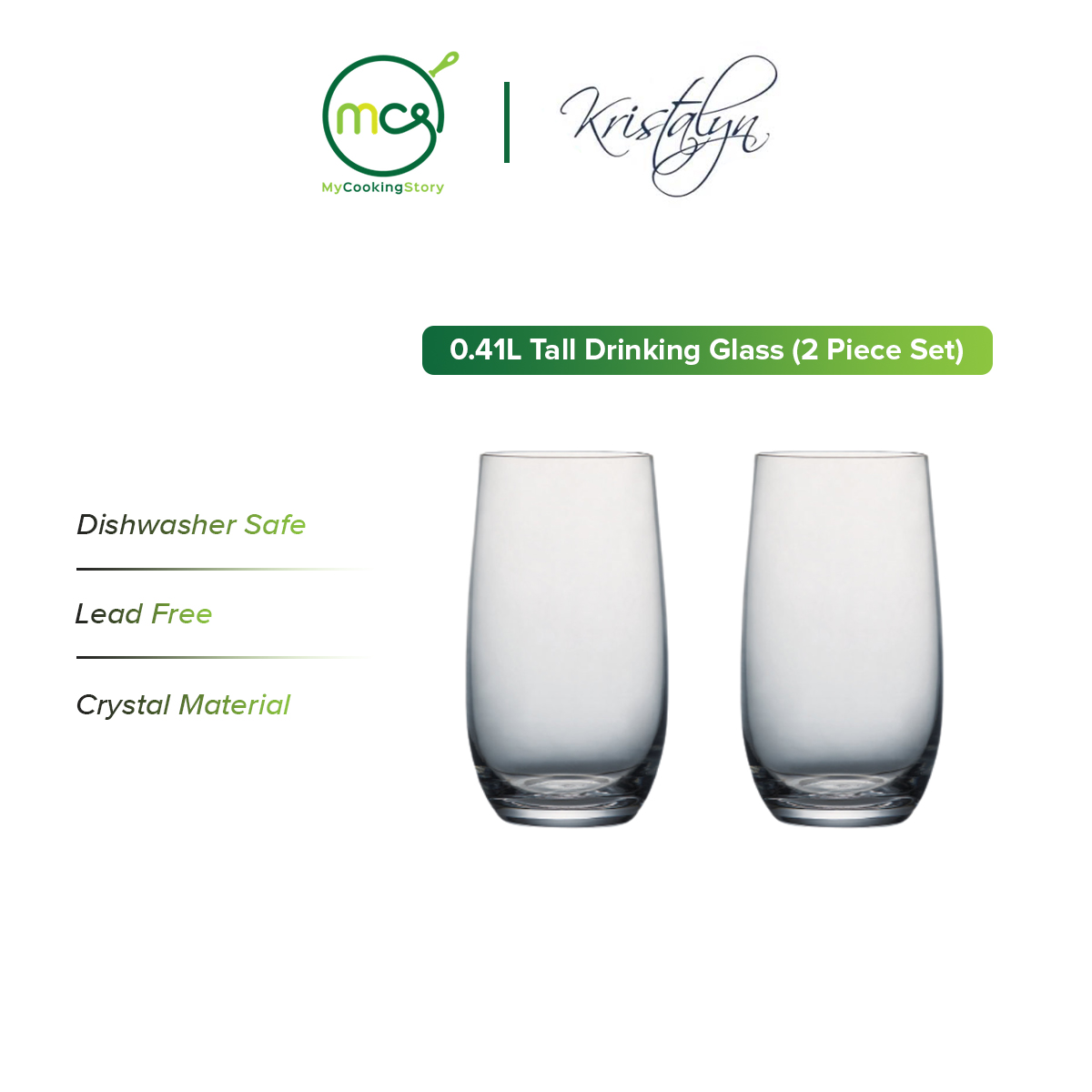 Gambar My Cooking Story   Kristalyn 0.41L Tall Drinking Glass (2 Piece Set)