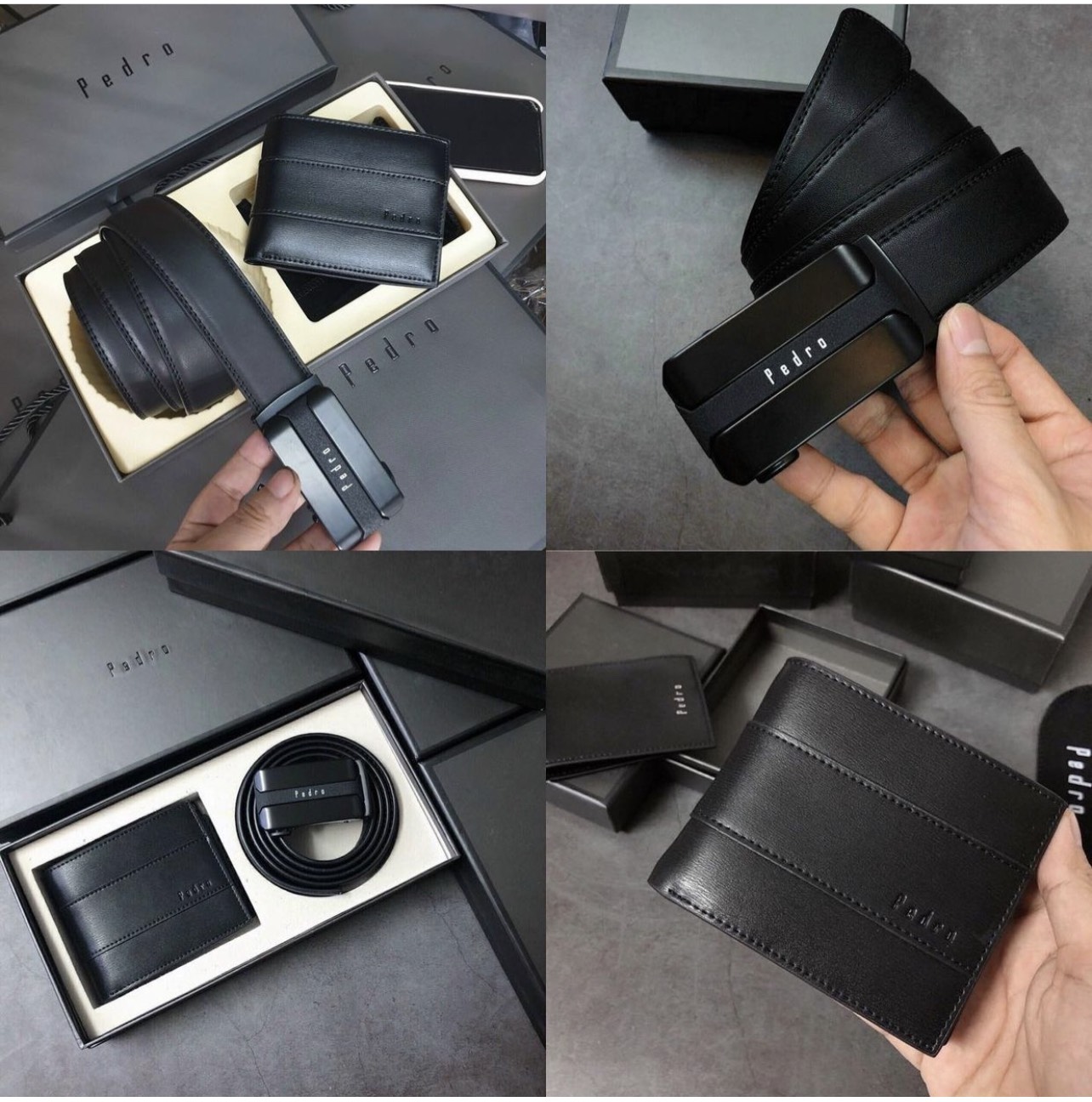 Set Ví Thắt Lưng PEDRO nam full box, túi giấy hàng