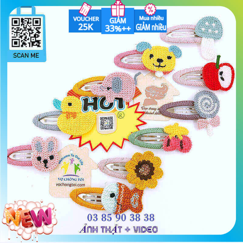 Kẹp tóc nữ Hàn Quốc cute, phụ kiện nữ mỏ vịt, cặp tóc mái cho bé gái, lông len thú hoạt hình siêu dễ thương - thương hiệu VỢ CHỒNG TÔI