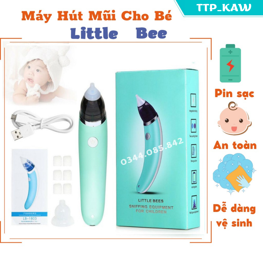 Dụng cụ hút mũi, Bình xịt mũi cho bé, Cách lấy đờm cho trẻ sơ sinh chọn ngay Máy Hút Mũi trẻ em Little Bee cao cấp ( Máy có pin sạc + tặng kèm đầu hút Silicon)
