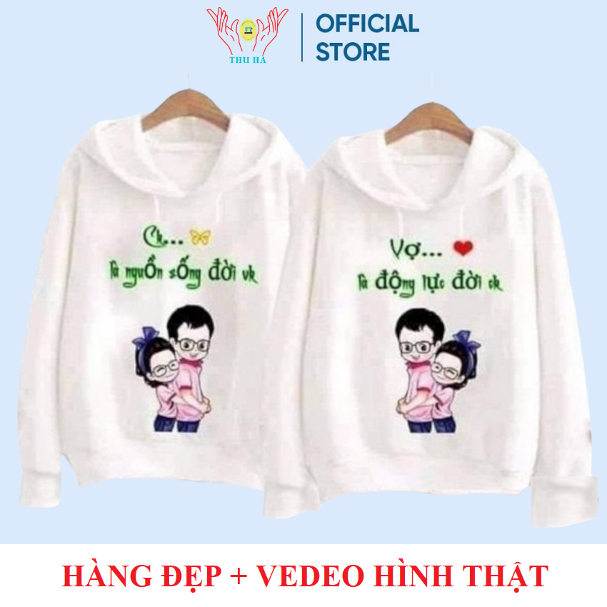 Áo nỉ có mũ ( 2 áo) in chồng là vợ là ý nghĩa áo đôi .{ VẢI ĐẸP }. Xưởng May Thu Hà . Vải Bông Nỉ dày dặn mặc đôi mặc nhóm đi chơi đi học thời trang phong cách.