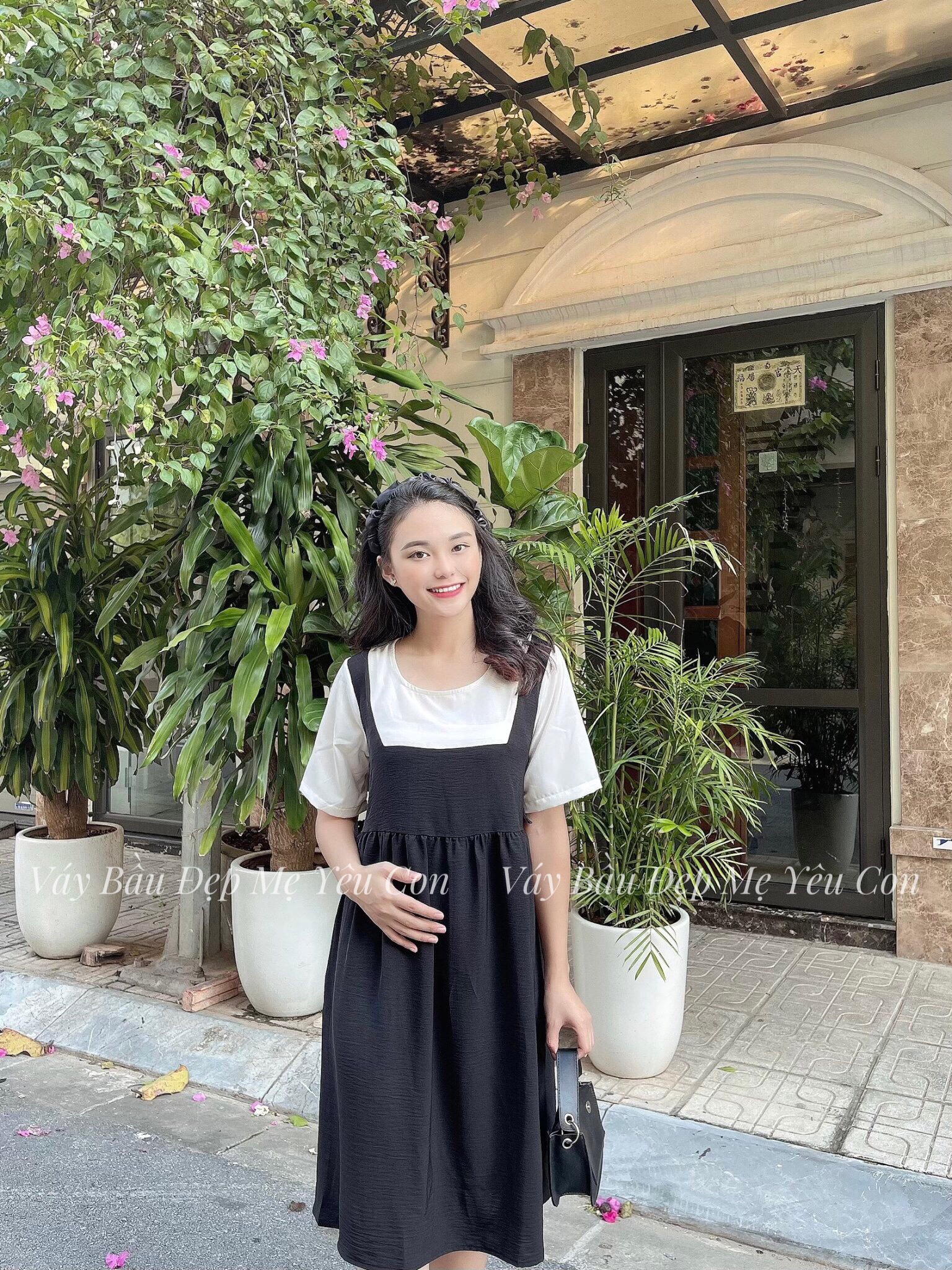 Váy bầu đen giả yếm 1340