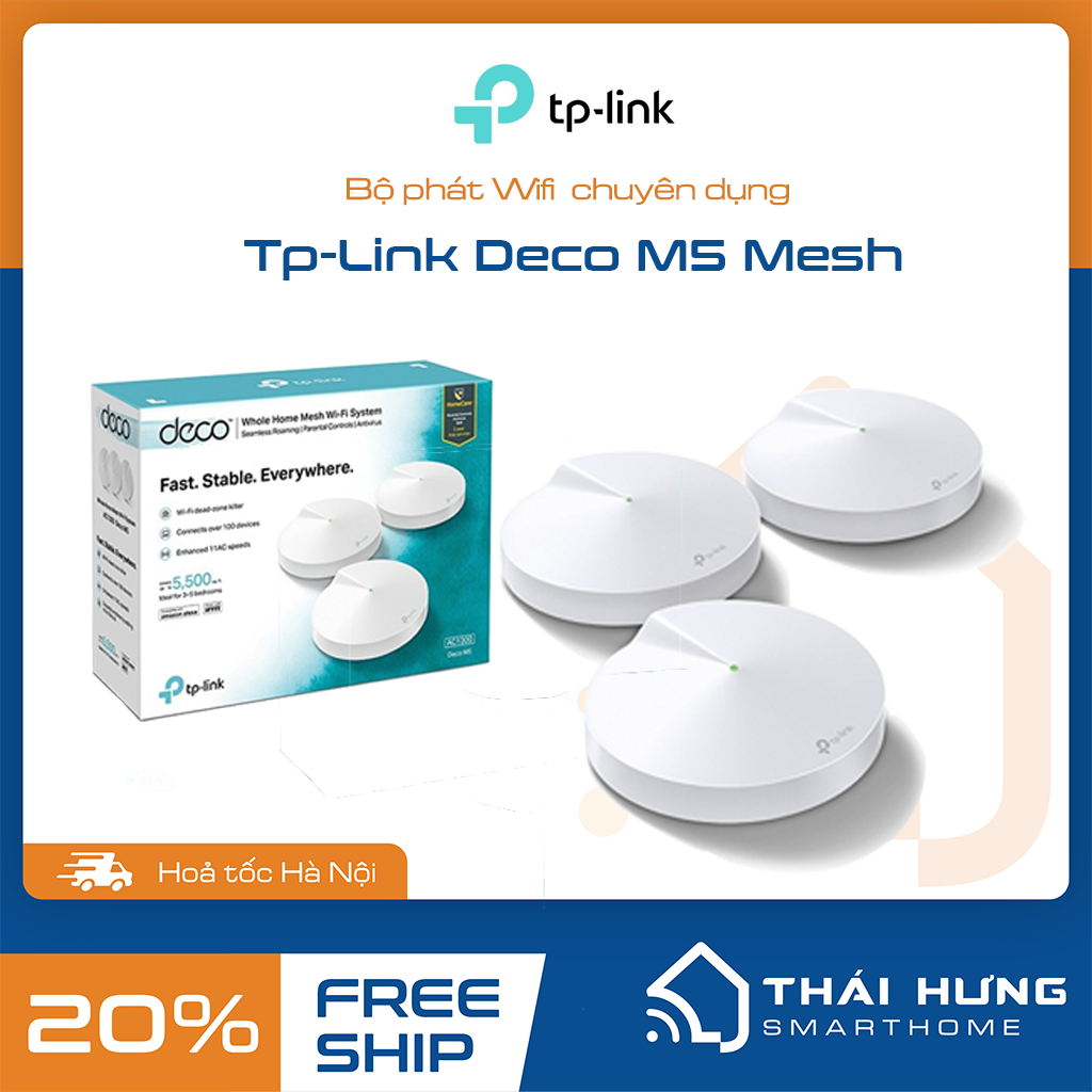 [Trả góp 0%]Bộ phát Wifi chuyên dụng Tp-Link Deco M5 Mesh - 1,2,3 pack chính hãng