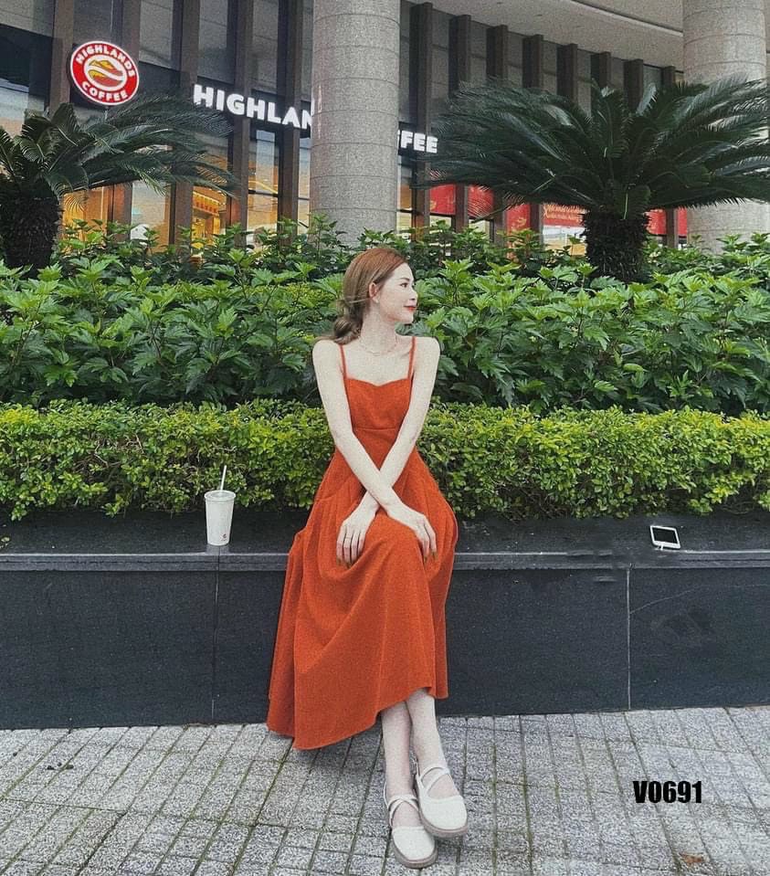 Váy 2 dây nữ, đầm tiểu thư hàn quốc, đầm maxi 2 dây dáng dài, đầm xoè, đầm maxi vải lụa có mút ngực, from xoè phong cách hàn quốc