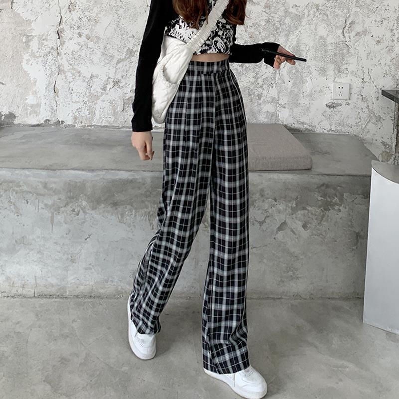 Checkered hot sale flared trousers