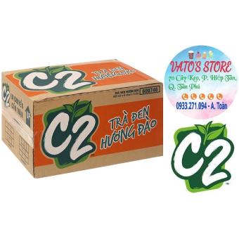 Thùng 24 Chai Trà Xanh C2 Hồng Trà Đào 455ML