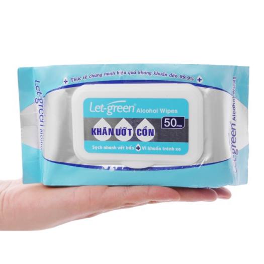 KHĂN ƯỚT CỒN KHÁNG KHUẨN LET-GREEN 50chiếc/ gói