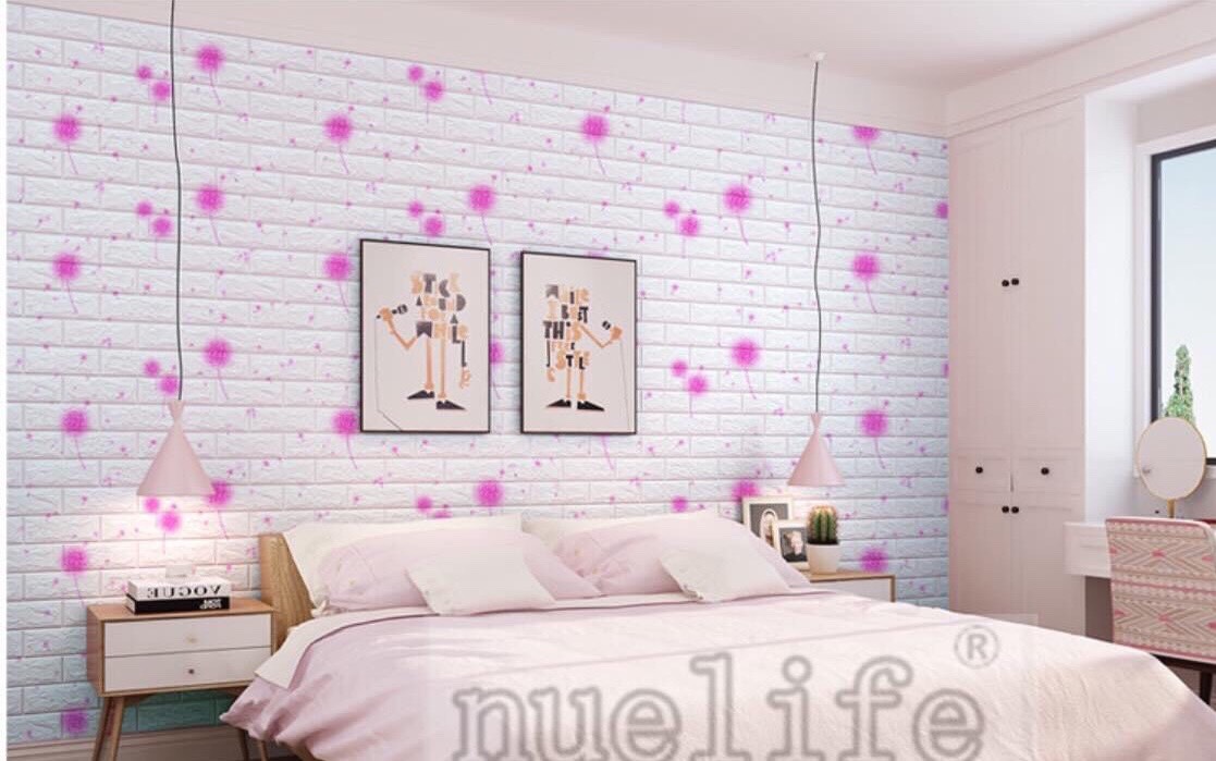 10 tấm xốp dán tường 3d hoa bồ công anh kích thước 70x77cm