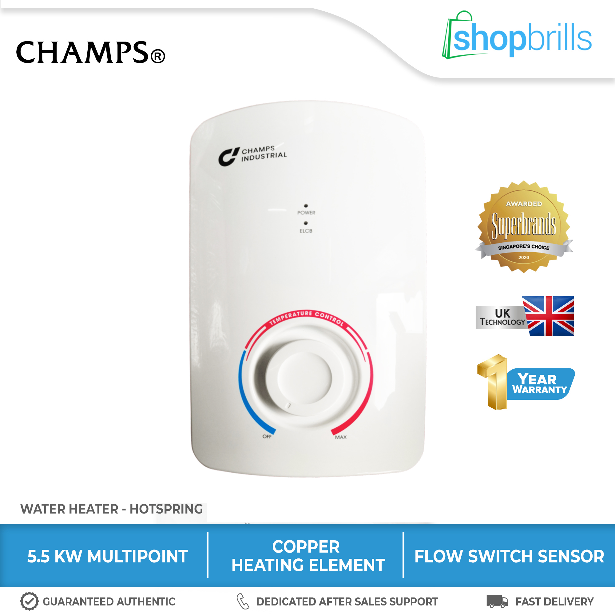 Champs Trimark 3.5 kw Singlepoint Water Heater (White) with 5 Years  Warranty on Heating Elements. (Please ask the seller before buying the  unit) [ShopBrills / Brills] | Lazada PH