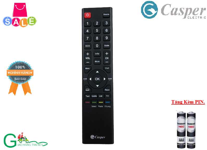 Remote Điều khiển từ xa dành cho Tivi Casper- Hàng chính hãng Casper mới 100% -Tặng kèm Pin