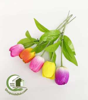 Cành hoa tulip màu tím, vàng, hồng, cam - Hoa giả cao cấp [ 1 cành ] - Chọn màu