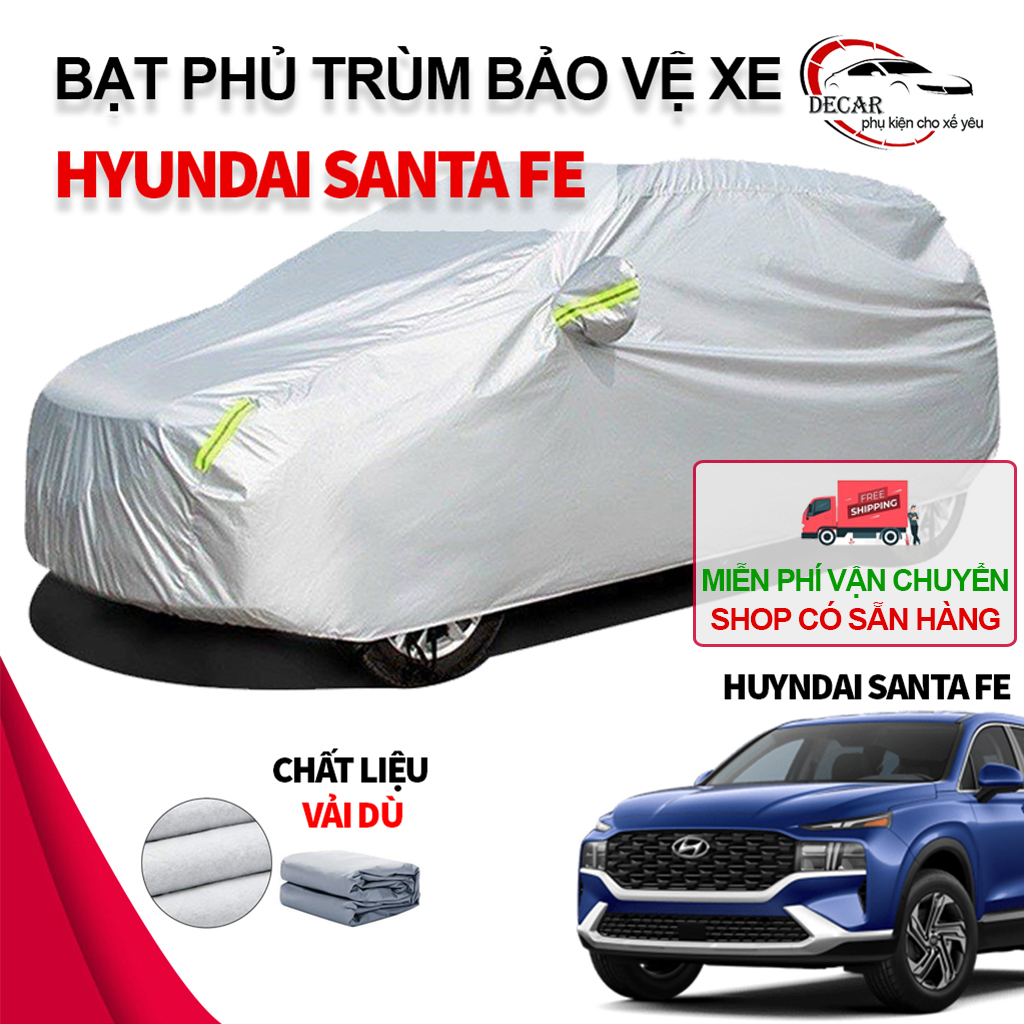 [HYUNDAI SANTA FE] Bạt phủ xe ô tô 3 lớp thông minh, chất liệu vải dù oxford cao cấp, áo trùm bảo vệ xe Hyundai Santafe che nắng,mưa , bạc phủ trùm bảo vệ che nắng, chống nòng, che mưa cho xe oto xe hơi