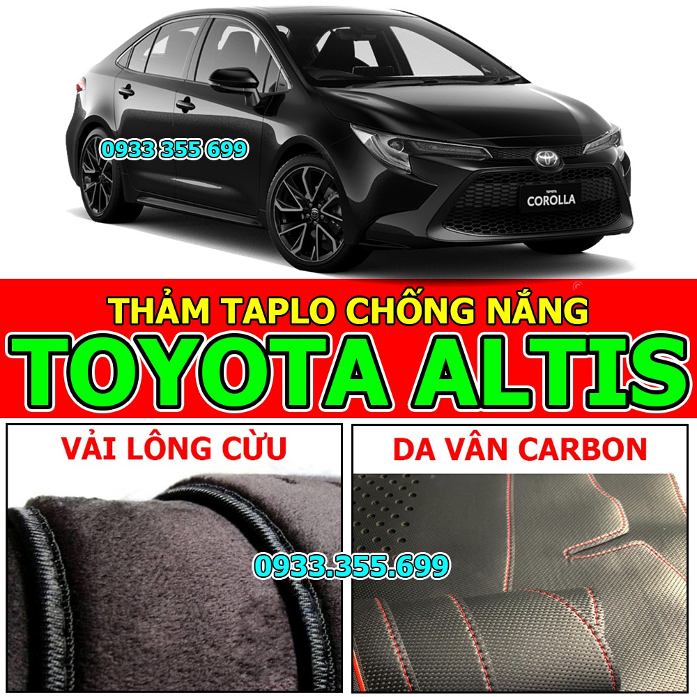 Thảm taplo toyota altis bằng nhung lông hoặc da vân carbon, da vân gỗ