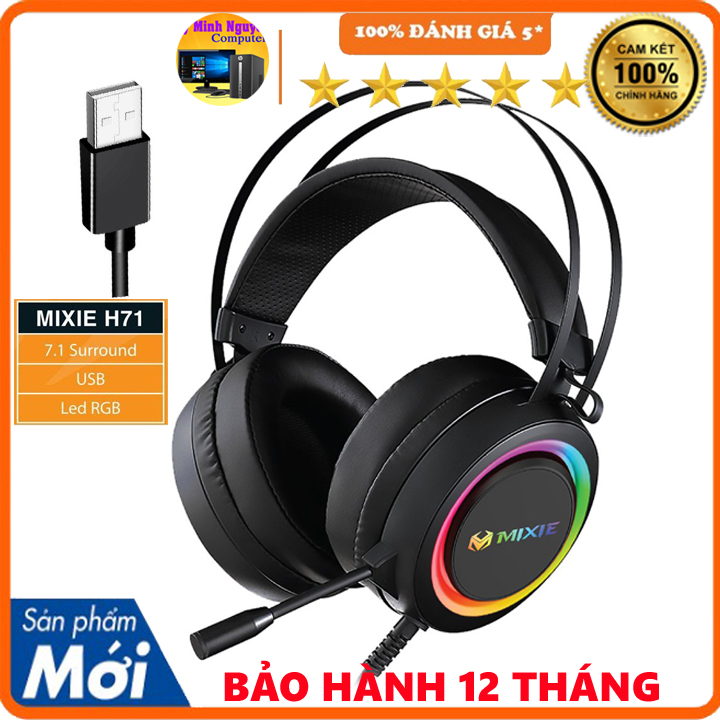 Tai nghe chụp tai máy tính có mic - có led gaming MIXIE, headphone chơi game trên laptop chính hãng- Bảo hành 12 tháng