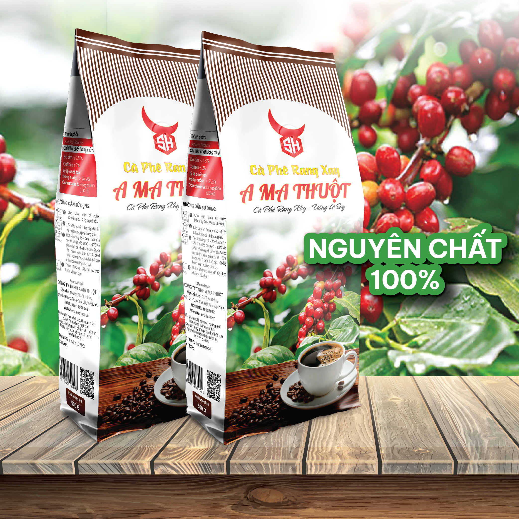 Cà phê rang xay nguyên chất, cà phê nguyên chất đắk lắk
