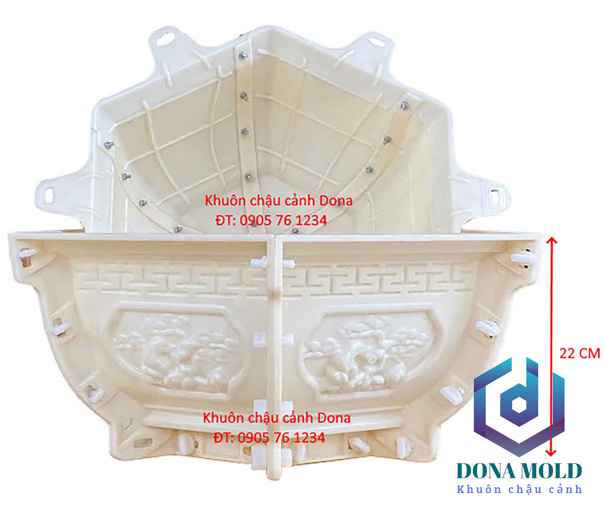 Khuôn Đúc Chậu Lục Giác 55 Cao 27 cm Khuôn Đúc Chậu Cảnh Nhựa ABS cao cấp