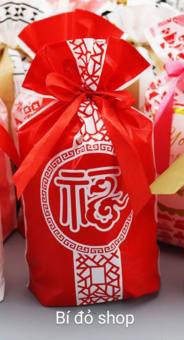 Set 10 Túi 50 túi 100 túi RÚT NƠ LỜI CHÚC PHÚC màu đỏ đựng bánh kẹo - Bí đỏ shop Bao bì Nguyên liệu dụng cụ làm bánh
