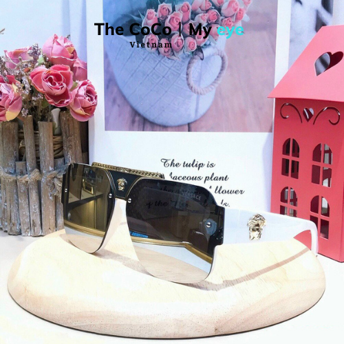 Kính mát Versace gọng vuông lớn thời trang cá tính dành cho nam nữ