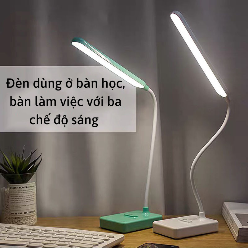Đèn Bàn Tích Điện 3 Màu Ánh Sáng Bảo Vệ Mắt Đọc sách Đèn Học Làm Việc SUN STORE