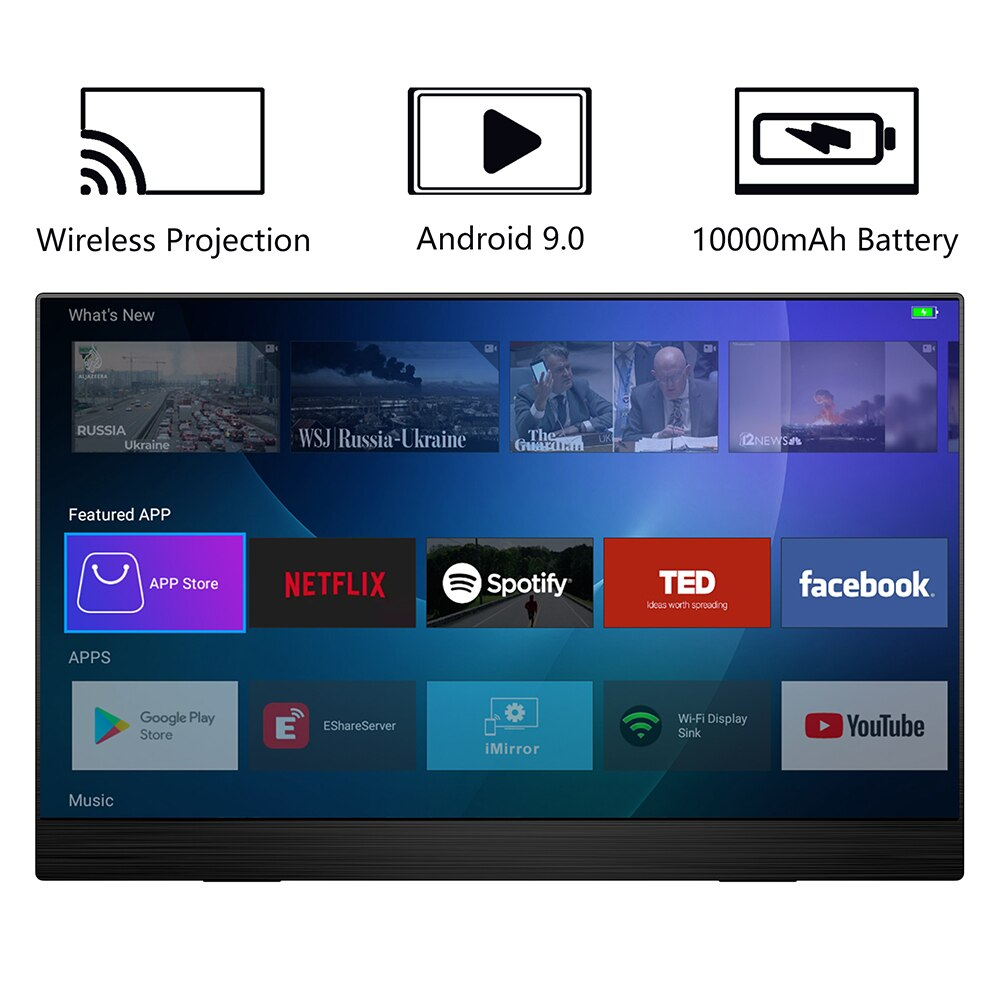 Màn Hình Di Dộng Cảm Ứng Thông Minh 15.6 inch/ Android TV 9.0/10.000 mAh
