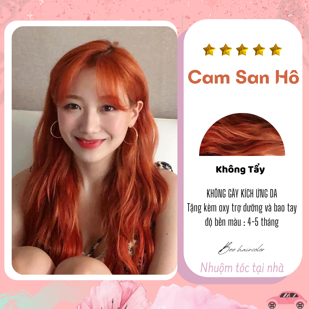 Kem nhuộm tóc cam san hô . màu nhuộm tóc tại nhà không tẩy