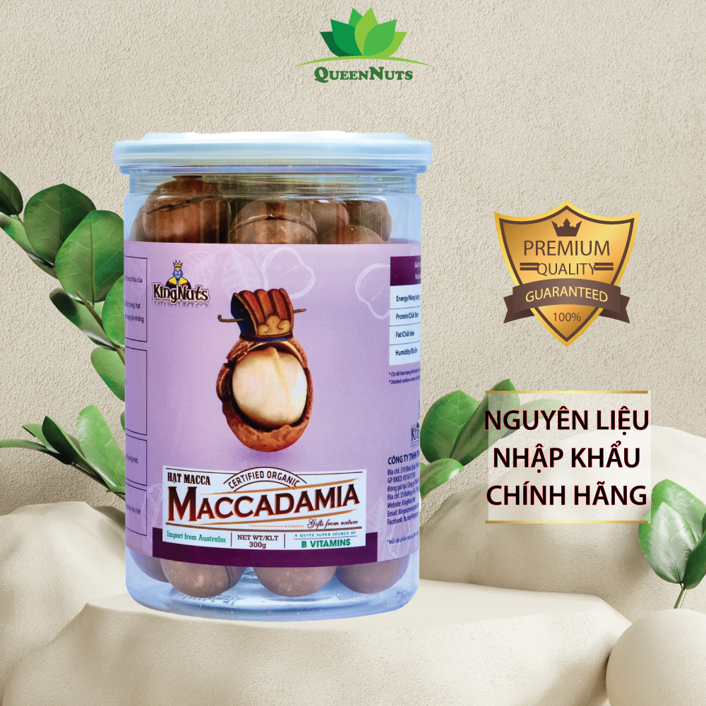 Hạt Mắc Ca Úc KingNuts 300g - Sấy Nứt, Mùi Vị Thơm, Béo. Hạt Macca Không Hôi Dầu, Thích Hợp Cho Mẹ Bầu, Các Bạn Ăn Vặt