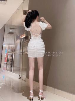 ĐẦM BODY NỮ HỞ LƯNG ĐAN DÂY BO CHUN TOÀN THÂN, TAY BÚP VÁY ÔM SÁT TÔN DÁNG