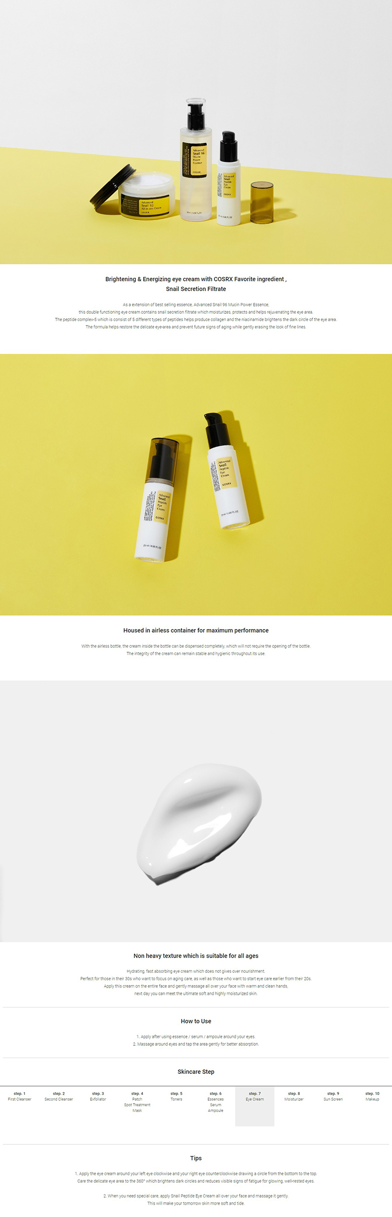 cosrx snail peptide eye cream