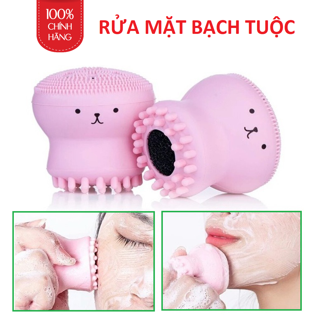 Cọ rửa mặt tạo bọt bạch tuộc - máy rửa mặt hình bạch tuộc kiểu hàn quốc dễ thương - bằng silicon rửa sạch sâu - dễ sử dụng.