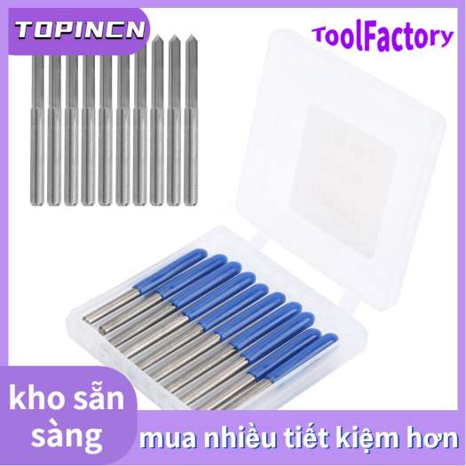 10 Cái Mũi Phay Gỗ CNC 3.175Mm Dao Phay Khắc Thép Vonfram, 90*0.1
