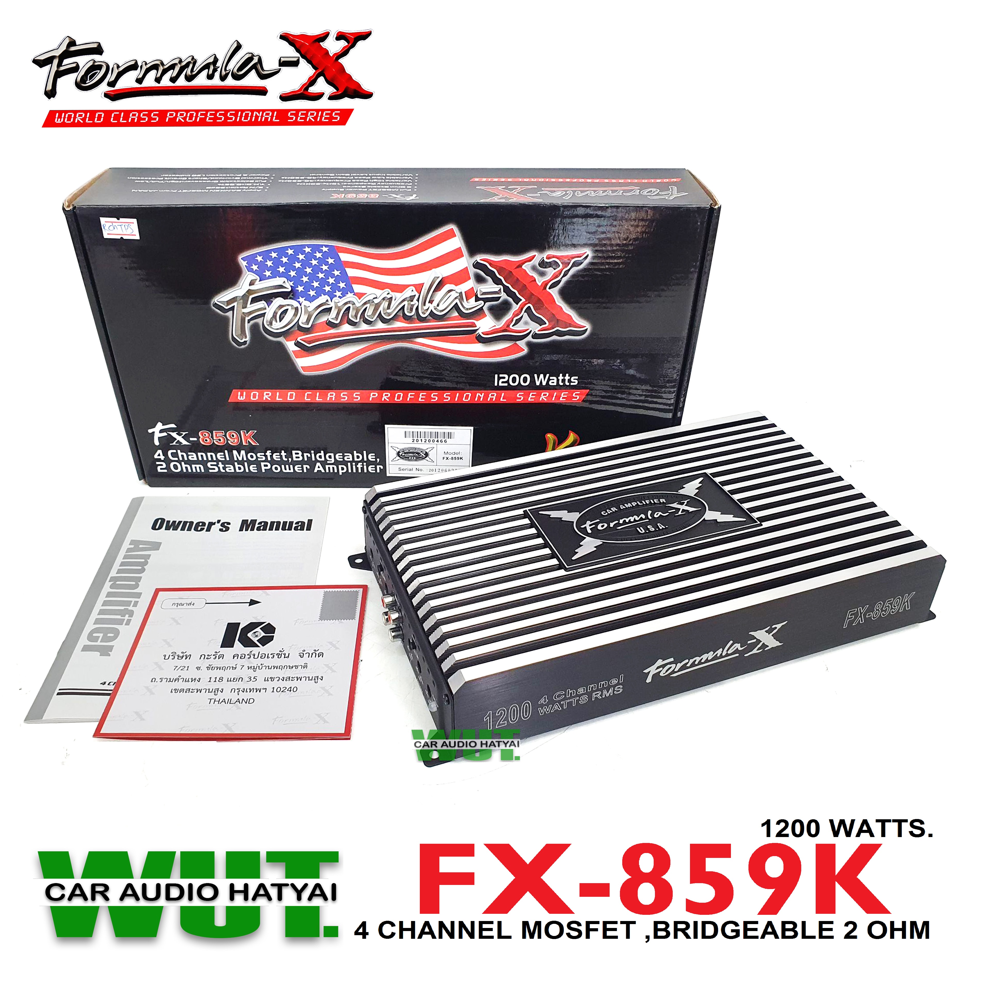Formula-X Car Audio/Power Amplifier for Driving Tweeter Speakers 4Channel/Class Ab, Output Power 1200 Watts Rmsx4Ch Formula-X Model Fx-859K (Product with 1 Year Warranty) ราคา 5,210 บาท*ส่งฟรี