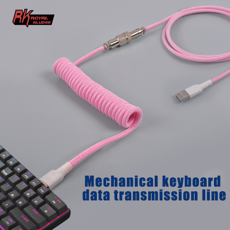 Bàn Phím Cơ Thú Cưng Một Tay Làm Theo Yêu Cầu Cáp Xoắn Ốc Siêu Nhỏ USB Sang Type C Cuộn Dây Cáp Hàng Không GX12 Nhiều Màu Sắc